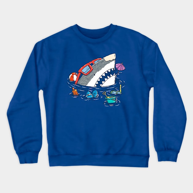 Beach Party Shark Crewneck Sweatshirt by nickv47